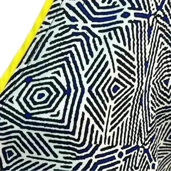 Bellatrix / Contrast Trim Print Faux Wrap Blouse - Picture 4 of 8